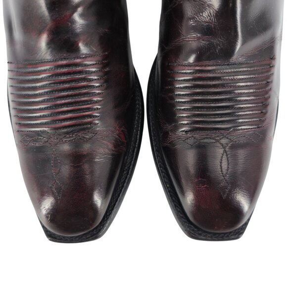 Lucchese Classics Black Cherry Goat Leather Cowboy Boots Mens 10D French Toe - Picture 2 of 14
